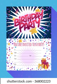 Birthday Party Invitation. Vector Card