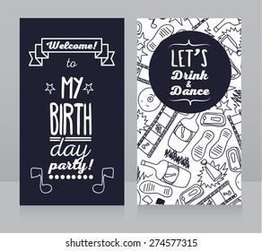 Birthday Party Invitation, Vector Illustration