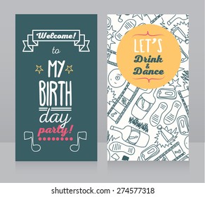 Birthday Party Invitation, Vector Illustration