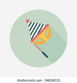 birthday party mask flat icon with long shadow,eps10
