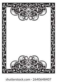 Birthday Party Ornamental Border Decorative Vector Outline Black and White