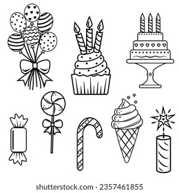 Birthday party paraphernalia - can be used as an invitation card or decorative material for birthday parties and celebrations