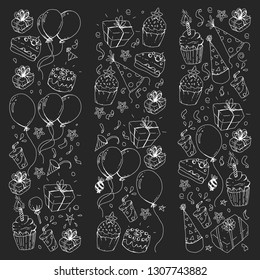 Birthday party. Pattern for invitations, banners, templates.