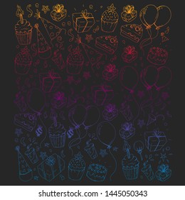 Birthday party. Pattern for invitations, banners, templates.
