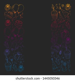 Birthday party. Pattern for invitations, banners, templates.