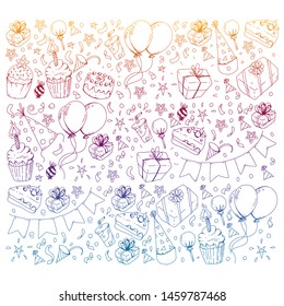 Birthday party. Pattern for invitations, banners, templates.