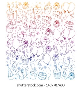 Birthday party. Pattern for invitations, banners, templates.