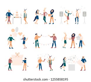 Birthday party people vector concept. Character illustration 