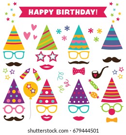 Birthday party photo booth hats and props
