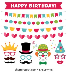 Birthday party photo booth props and decoration