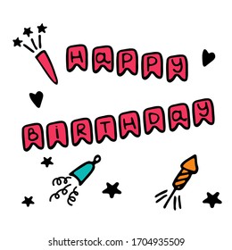 Birthday party. Poster banner postcard for the holiday. Vector