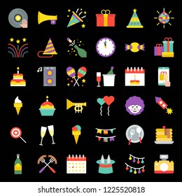 Birthday party, party related icon set, flat design on grid system.