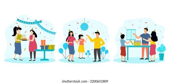 Birthday Party Scene Flat Bundle Design