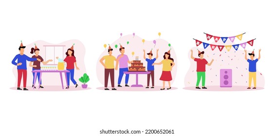 Birthday Party Scene Flat Bundle Design