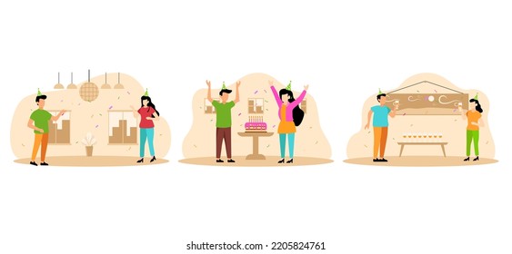 Birthday Party Scene Flat Bundle Design