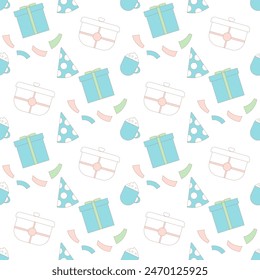 Patrón sin fisuras de fiesta de cumpleaños. Celebración de aniversario sin fin de fondo. tapa de repetición de Festiva. Regalos y regalos bucle azulejo de adorno. Vector dibujado a mano ilustración.