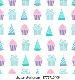 Birthday party seamless pattern background.