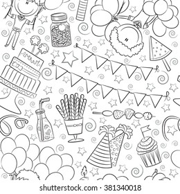 Birthday Party Seamless Pattern With Boys