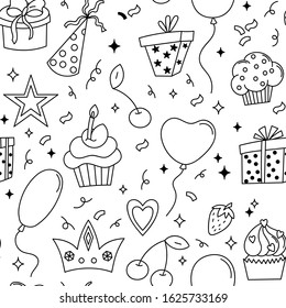 Birthday Party Seamless pattern for web, wallpaper, wrapping, scrapbook