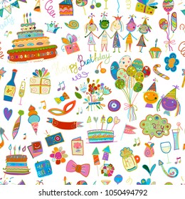 Birthday party, seamless pattern for your design