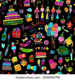 Birthday party, seamless pattern for your design