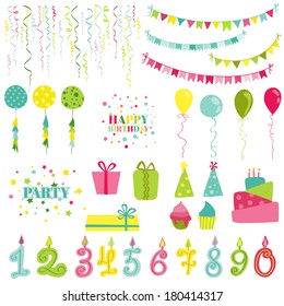 Birthday and Party Set - for photobooth, scrapbook, design - in vector