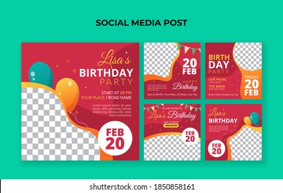 Birthday party social media post template. Suitable for birthday invitation and anniversary event