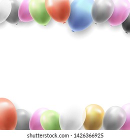 Birthday Party Vector Background with Balloons on White Background