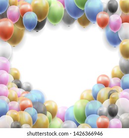 Birthday Party Vector Background with Balloons on White Background