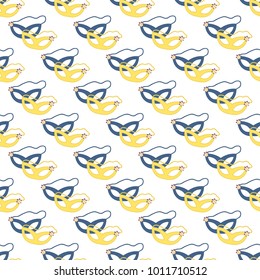 Birthday party vector celebratory seamless pattern with garlands holiday confetti mask surprise carnival background decoration. Fun greeting wallpaper anniversary festive birthday event.