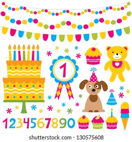 Birthday party vector design elements set