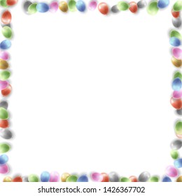 Birthday Party Vector Frame with Balloons on White Background