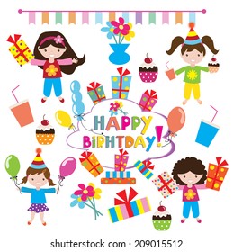 Vector Illustration Boy Girl Enjoy Splashing Stock Vector (Royalty Free ...