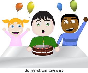 Birthday party with vector kids