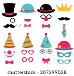 Birthday party vector photo booth props