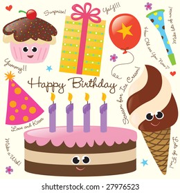 Birthday Party Vector Set (isolated)