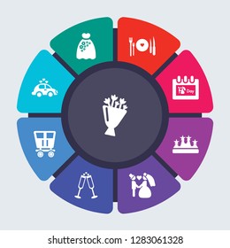 birthday party and wedding vector template for infographics. Business concept with 9 options, steps, parts, segments. Banner infographic cycling diagram, round chart
