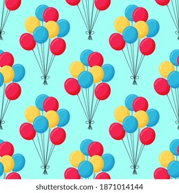 Birthday pattern. Happy Birthday background. Background with balloons. Balloon on the rope. Pattern.