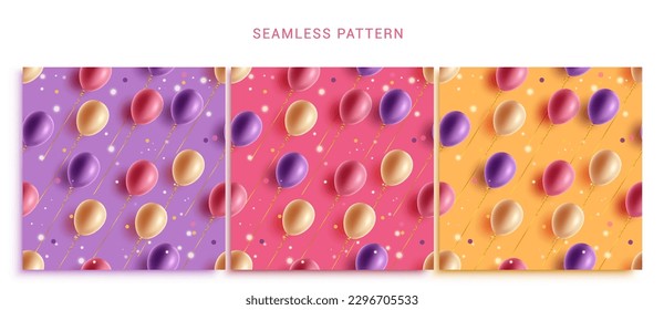 Birthday pattern seamless set vector design. Birthday balloon in endless and seamless invitation background. Vector illustration party lay out.