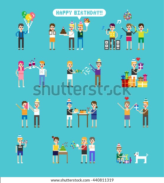 Anniversaire Illustration Vectorielle Pixel Art Image Vectorielle De Stock Libre De Droits