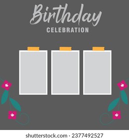 Birthday Photo frames. Decorative photo frame templates for baby, events or memories. Scrapbook photo frame concept, vector illustration. Colorful photo frames.