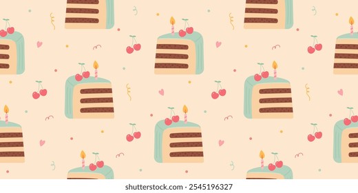 Pieza de cumpleaños de patrón transparente