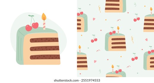 Peça de aniversário de bolo sem costura padrão