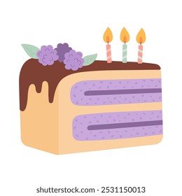 Birthday piece of cake vector illustration