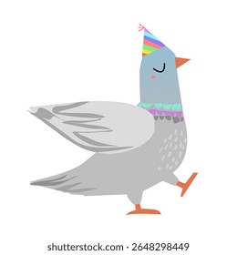 Birthday Pigeon Colorful Vector Art