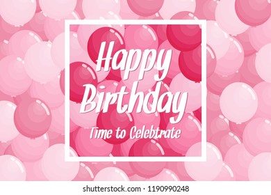 Birthday With Pink Baloon Background 