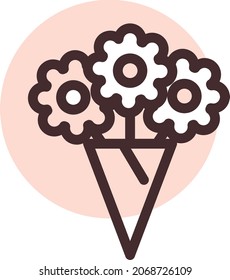 Birthday pink flowers, illustration, vector, on a white background.