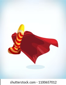 birthday pipe. Cartoon Vector illustration. Isolated drawing on a white background. Funny super hero flying with cloak. Funny super hero flying with cloak.