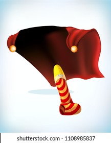 birthday pipe. Cartoon Vector illustration. Isolated drawing on a white background. Funny super hero flying with cloak. Funny super hero flying with cloak.
