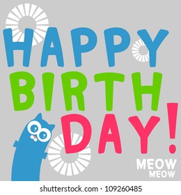 Birthday postcard cute funny cat
